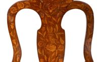 A Pair of Dutch Mahogany and Boxwood Marquetry Side Chairs