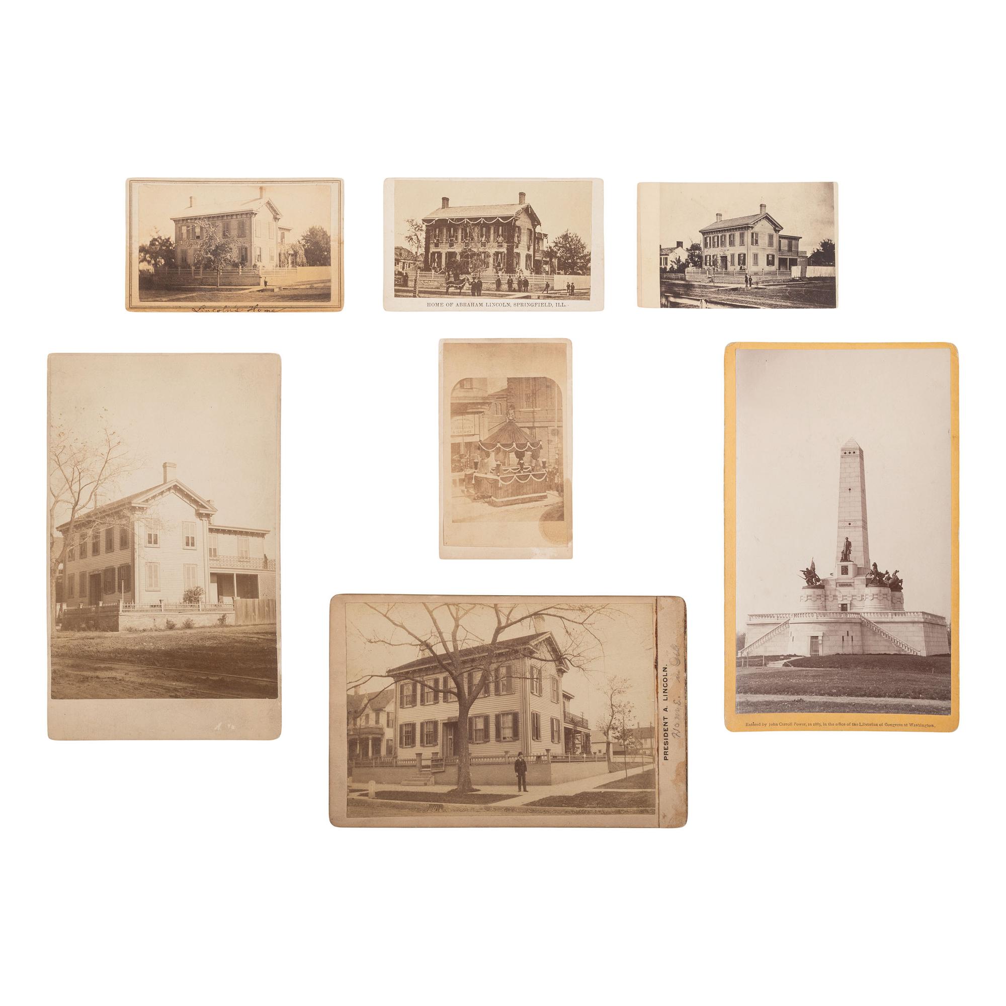 [Lincoln, Abraham] Group of Seven Photographs of Lincoln's Springfield Home and Funeral