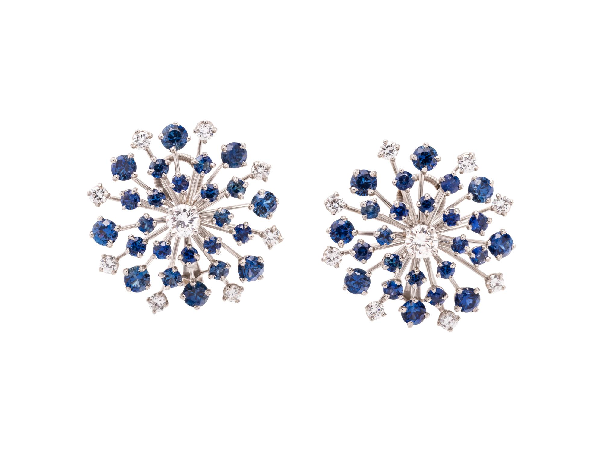 DIAMOND AND SAPPHIRE EARCLIPS