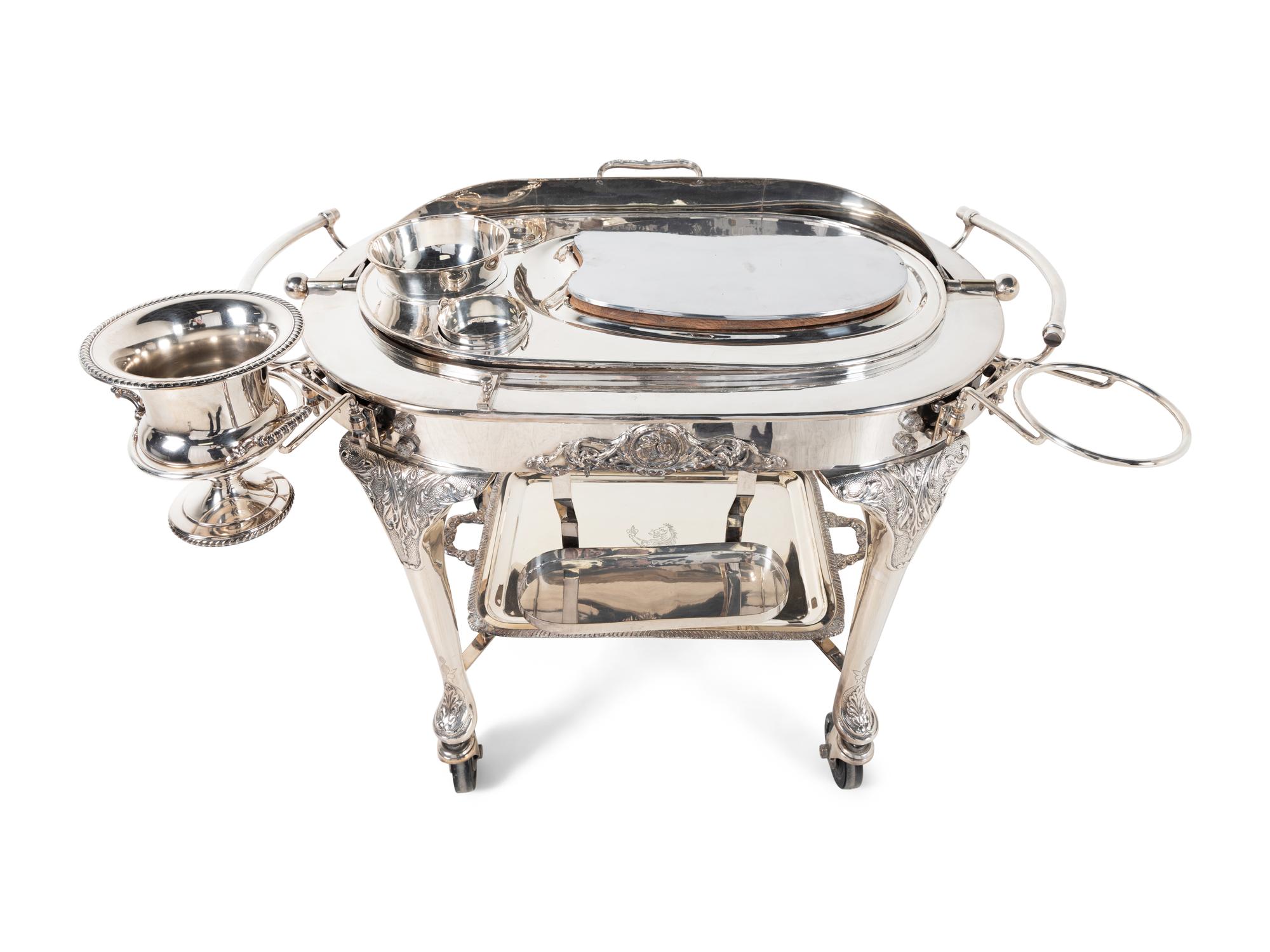 A French Silver-Plate Roast Trolley