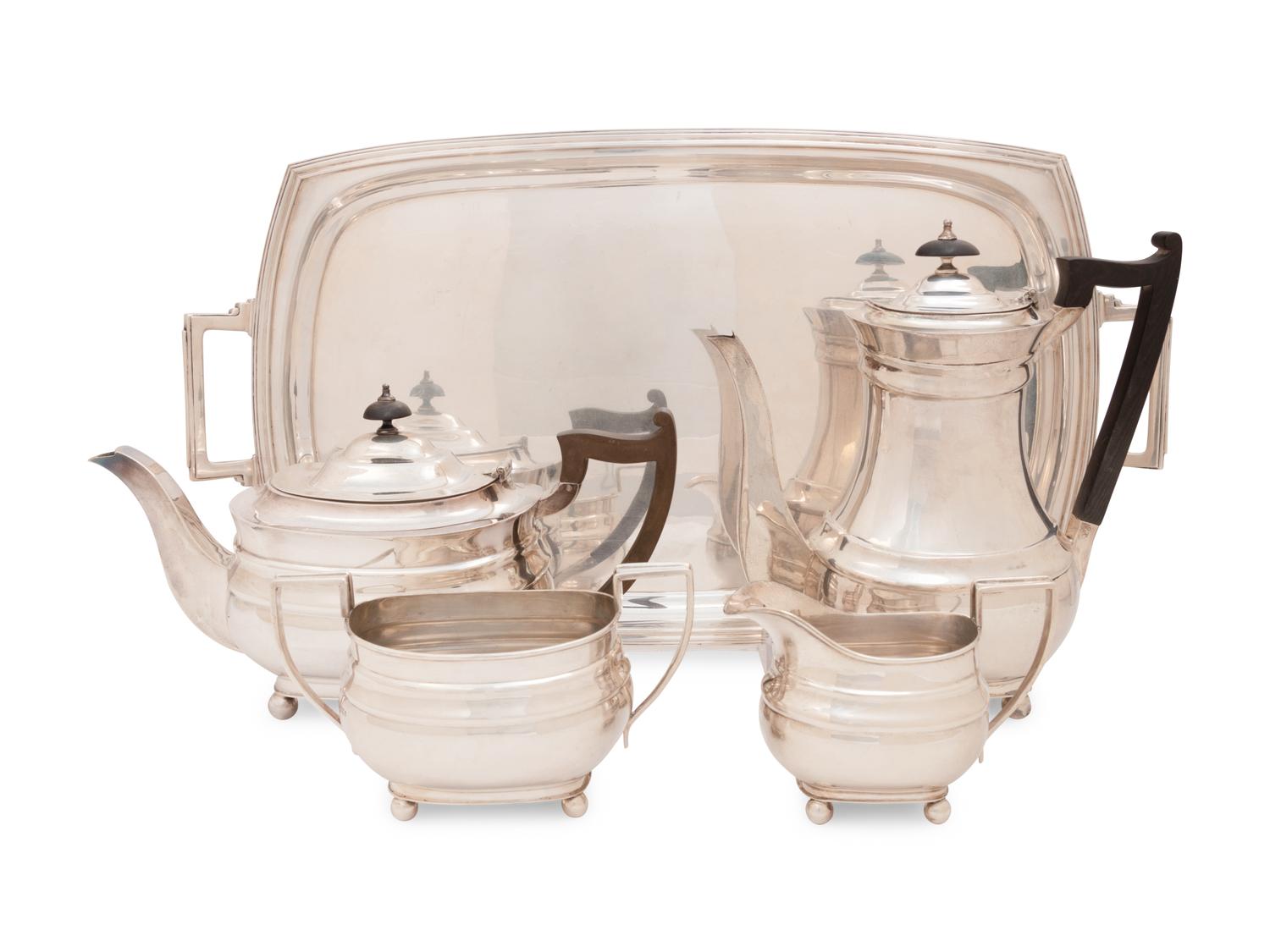 An English Silver Four-Piece Tea and Coffee Service