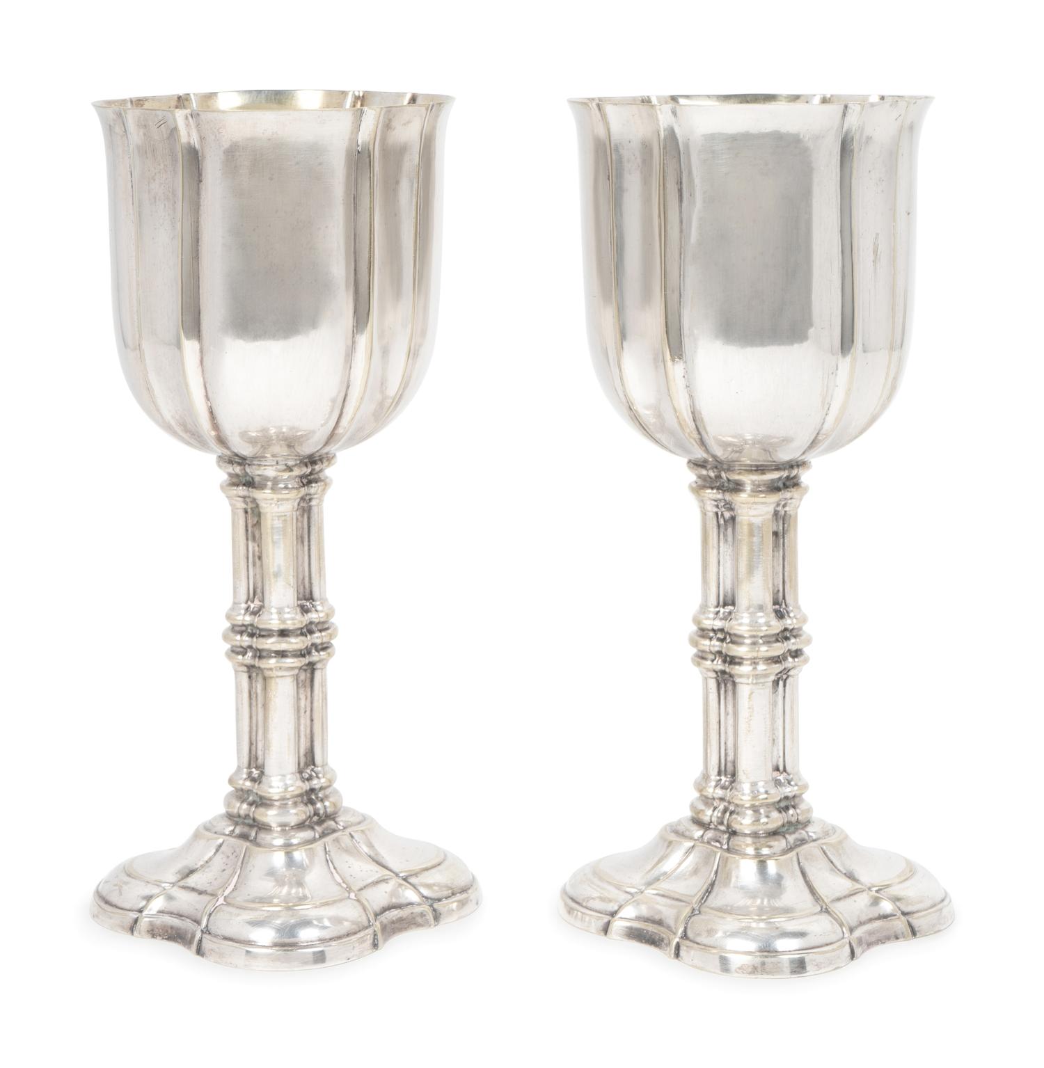 A Pair of Silver Goblets — Unmarked.