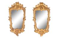A Pair of Italian Baroque Style Giltwood Mirrors