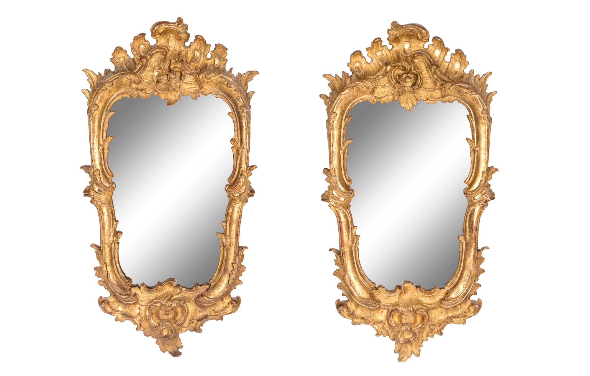 A Pair of Italian Baroque Style Giltwood Mirrors