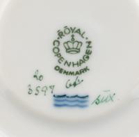 A Set of Eight Royal Copenhagen Flora Danica Porcelain Teacups and Saucers