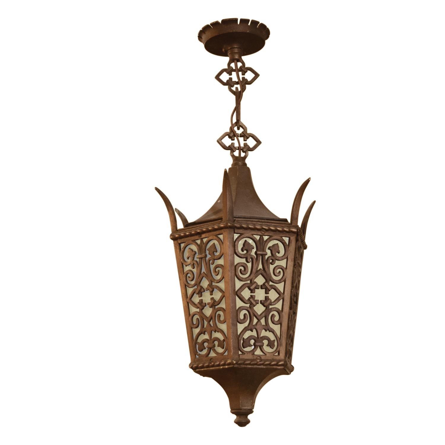 A Bronze Pendant Light Fixture 13" W x 13" D x 27.5" H — Argentina, Circa 1920