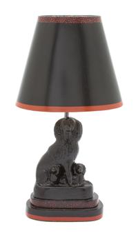 A Black Painted Composite Staffordshire Style Spaniel Group Height 15 1/4 inches.