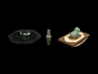 Three Chinese Carved Hardstone Desk Articles