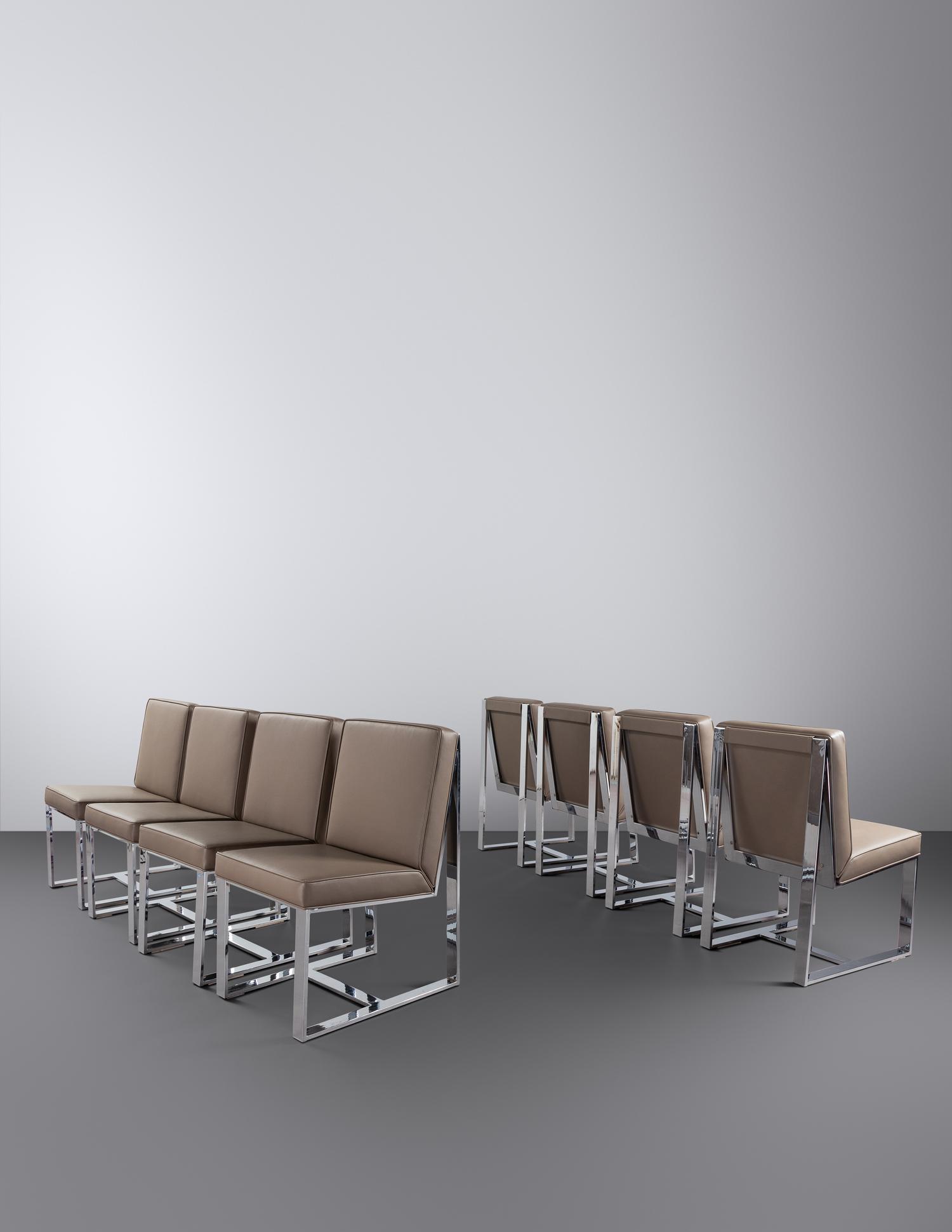 Set of Eight Dining Chairs Directional, USA