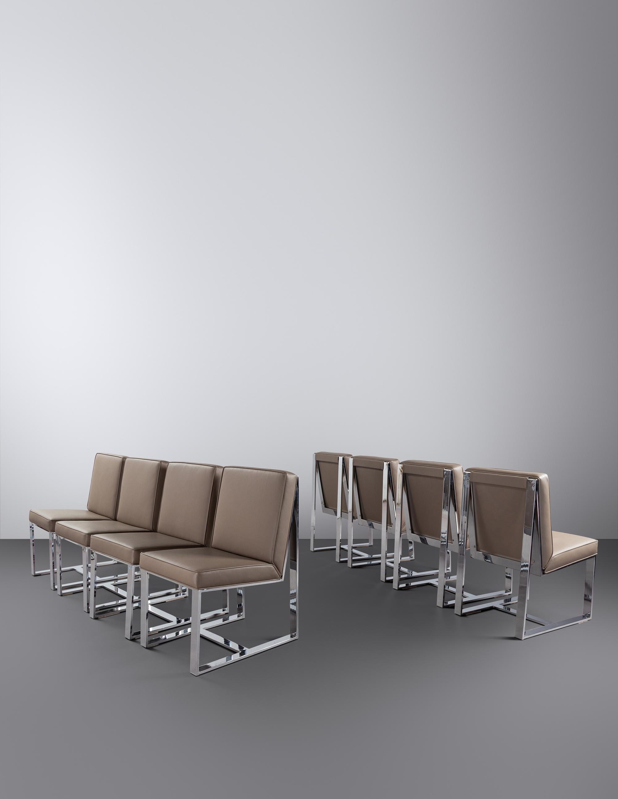 Set of Eight Dining Chairs Directional, USA