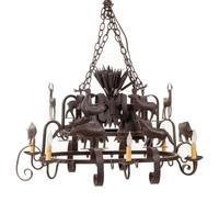 A Wrought Iron Six-Light Chandelier