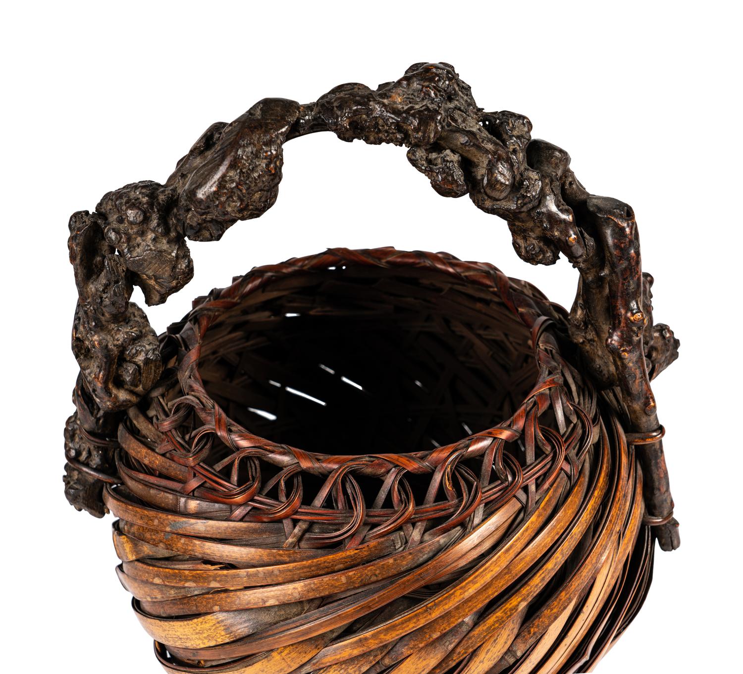 A Japanese Bamboo Ikebana Basket