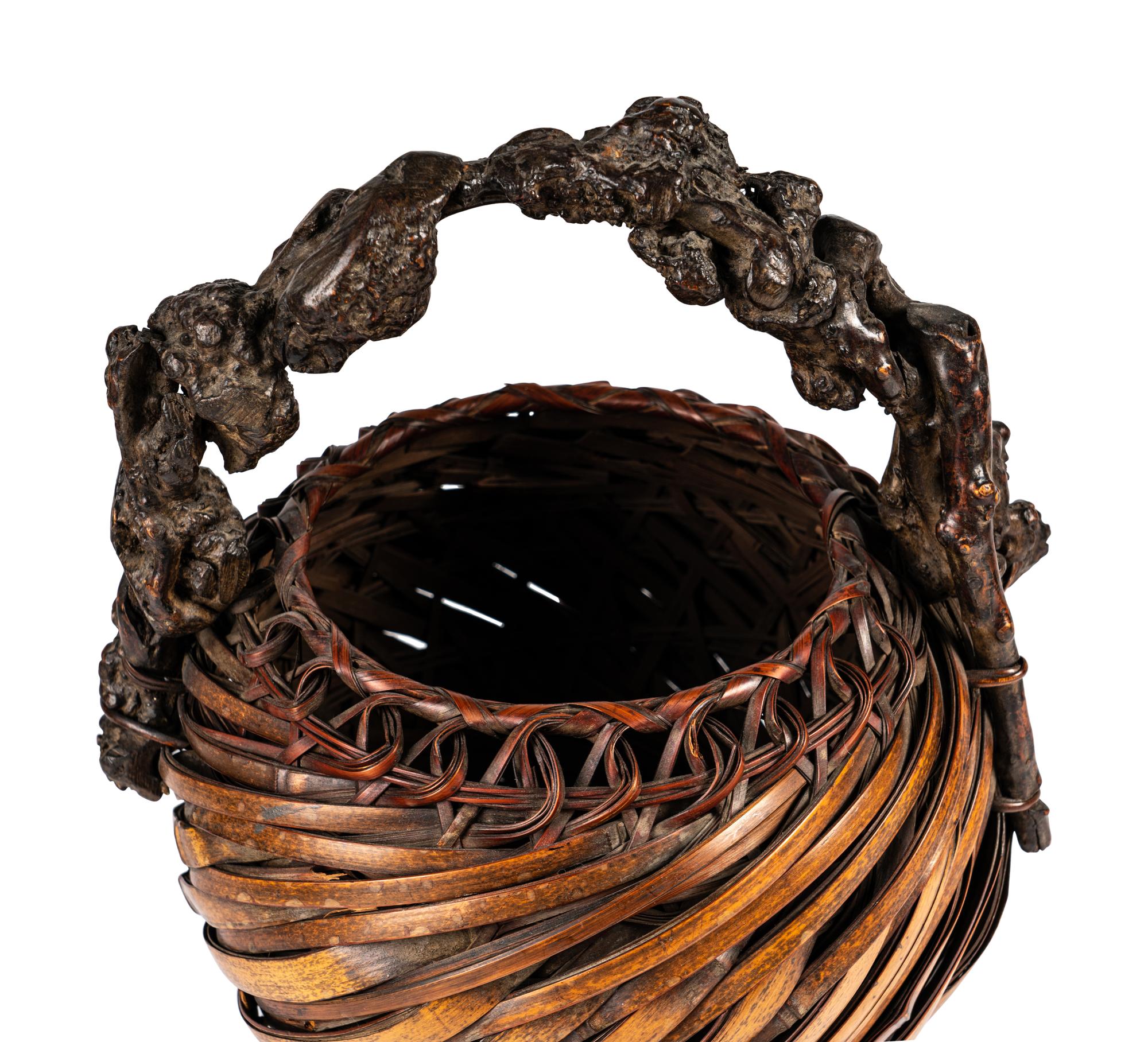 A Japanese Bamboo Ikebana Basket