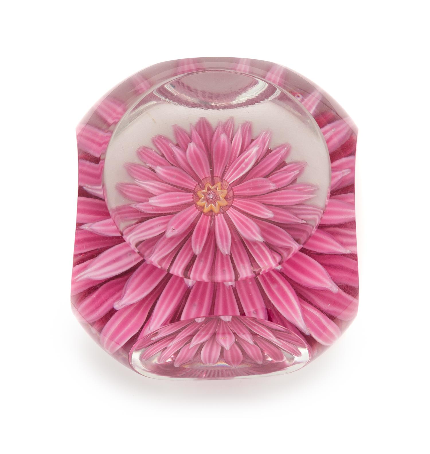 Perthshire Paperweights, Scotland, 1972, a faceted pink dahlia paperweight