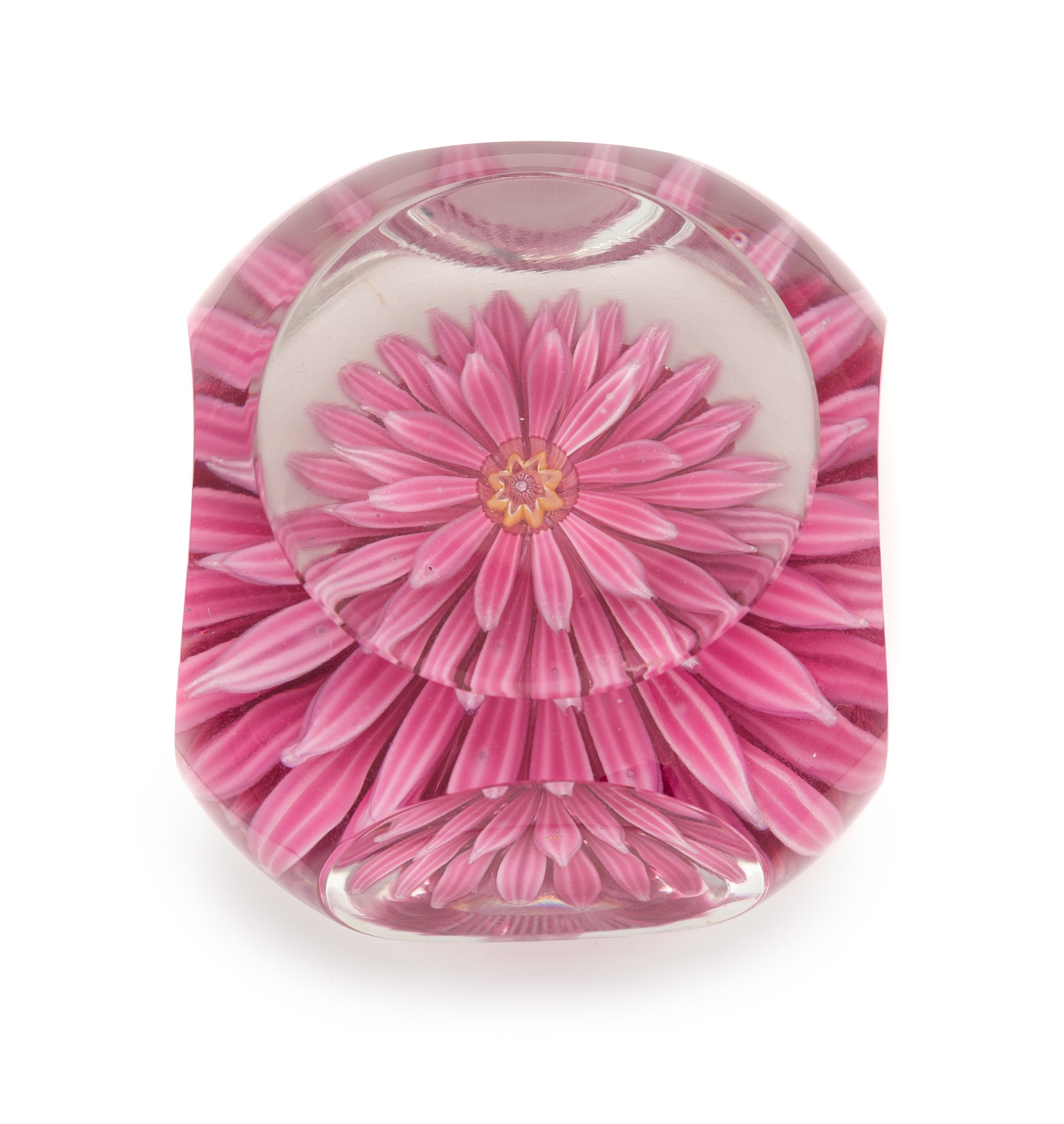 Perthshire Paperweights, Scotland, 1972, a faceted pink dahlia paperweight