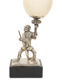 A Pair of Anthony Redmile Ostrich Egg and Nickel-Plated Candlesticks