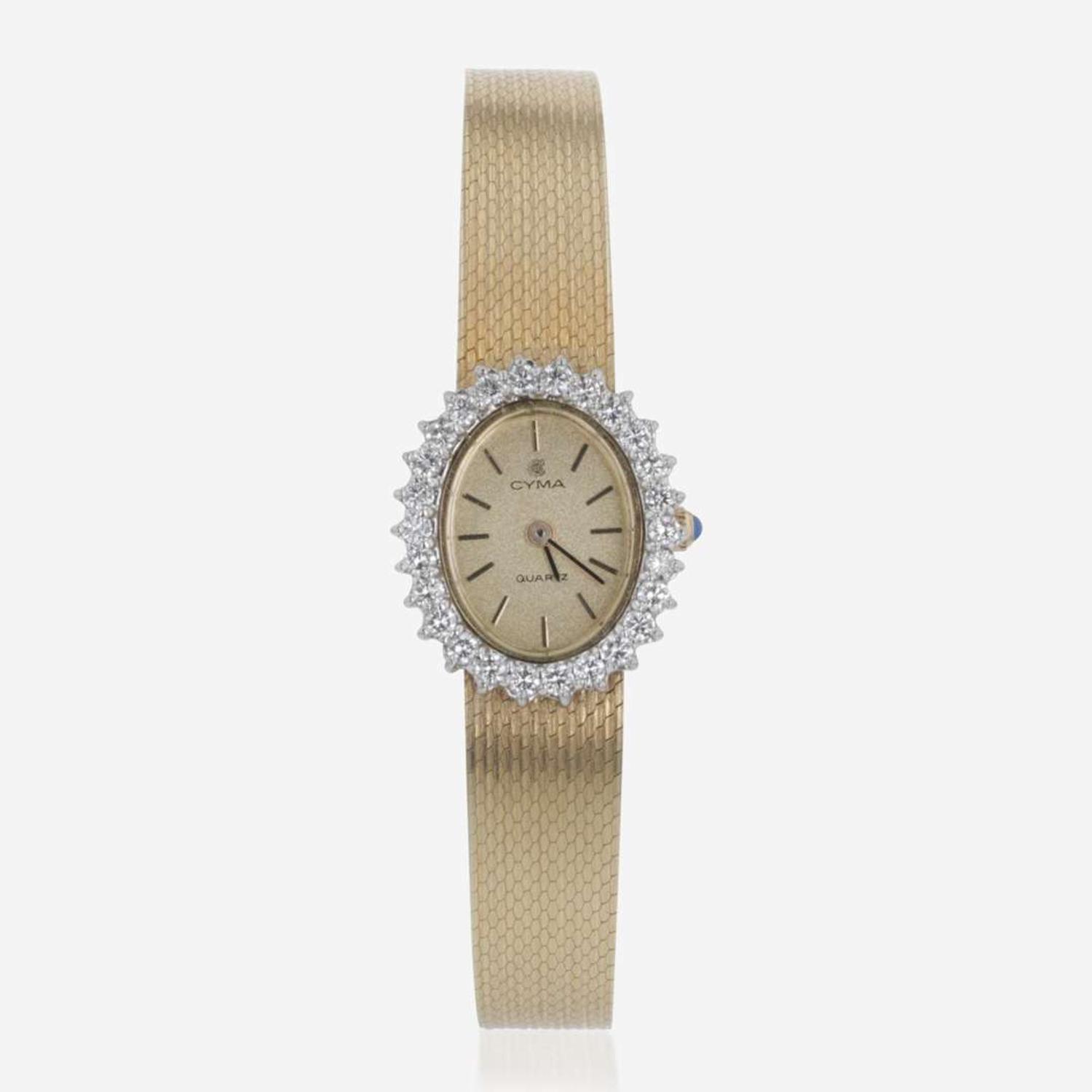 A Pair of Ladies Diamond Dress Watches By Movado and CYMA