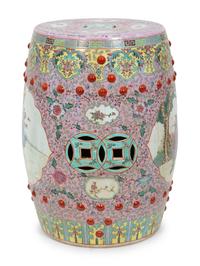 A Chinese Export Enameled Porcelain Garden Seat