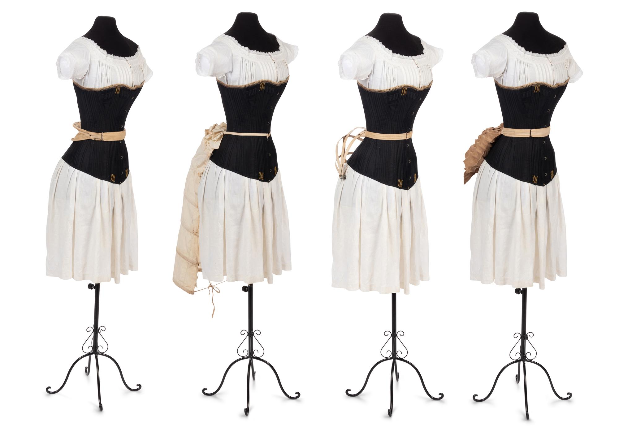 Collection of Seven Bustles and One Skirt Supporter, 1870-80s