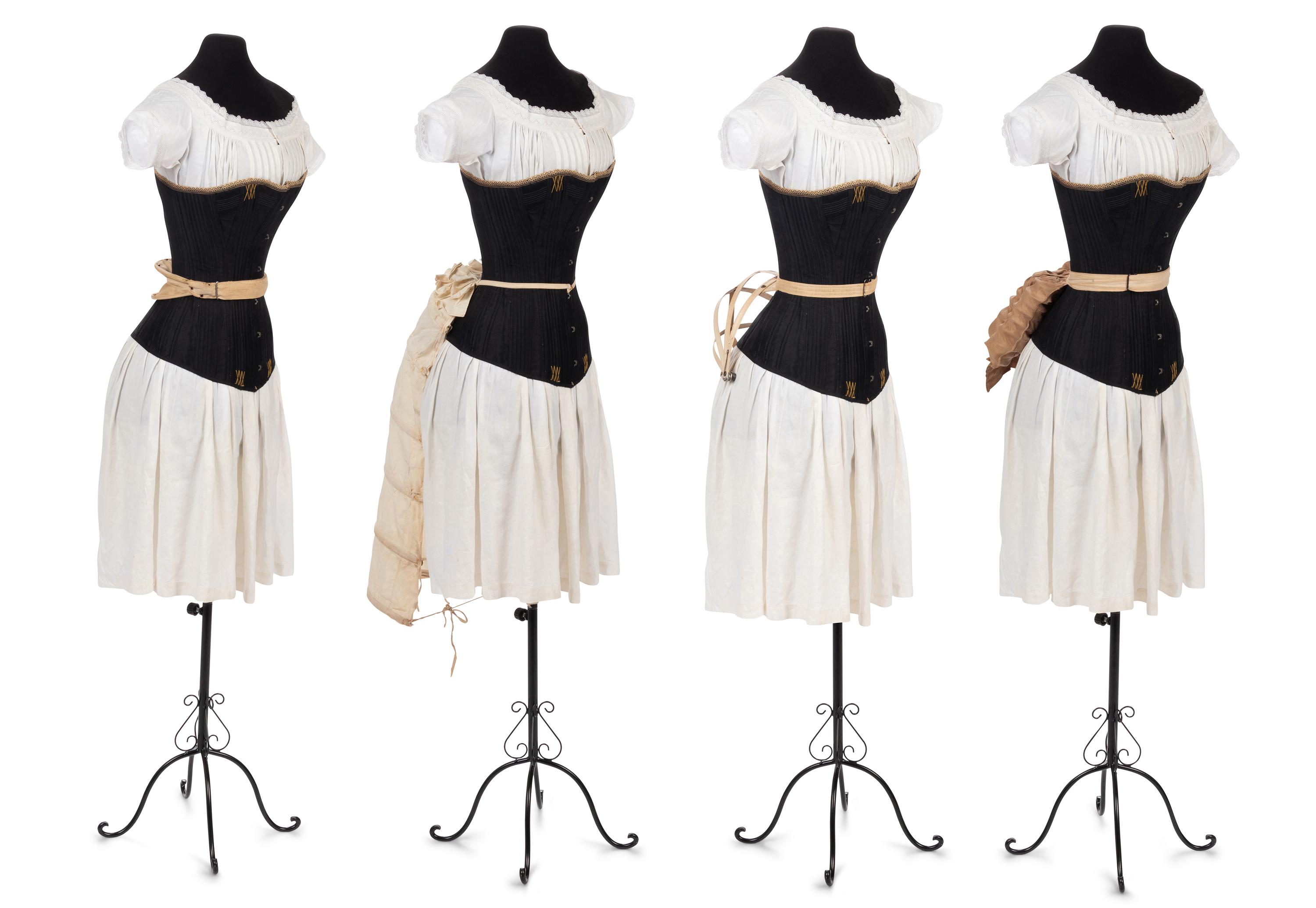 Collection of Seven Bustles and One Skirt Supporter, 1870-80s