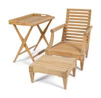 A Teak Outdoor Nine-Piece Furniture Suite