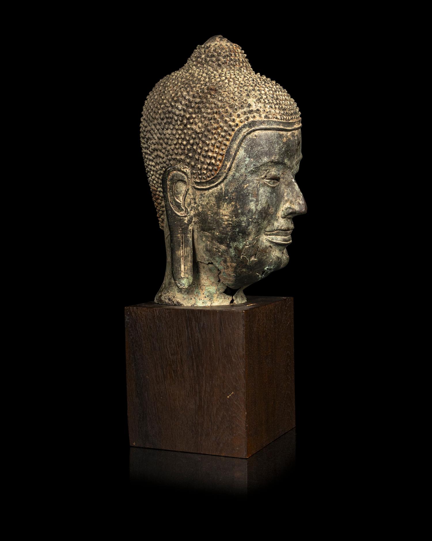 A Thai Bronze Head of Buddha