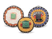 Trio of Hopi Wicker Plaques, with Katsina Faces