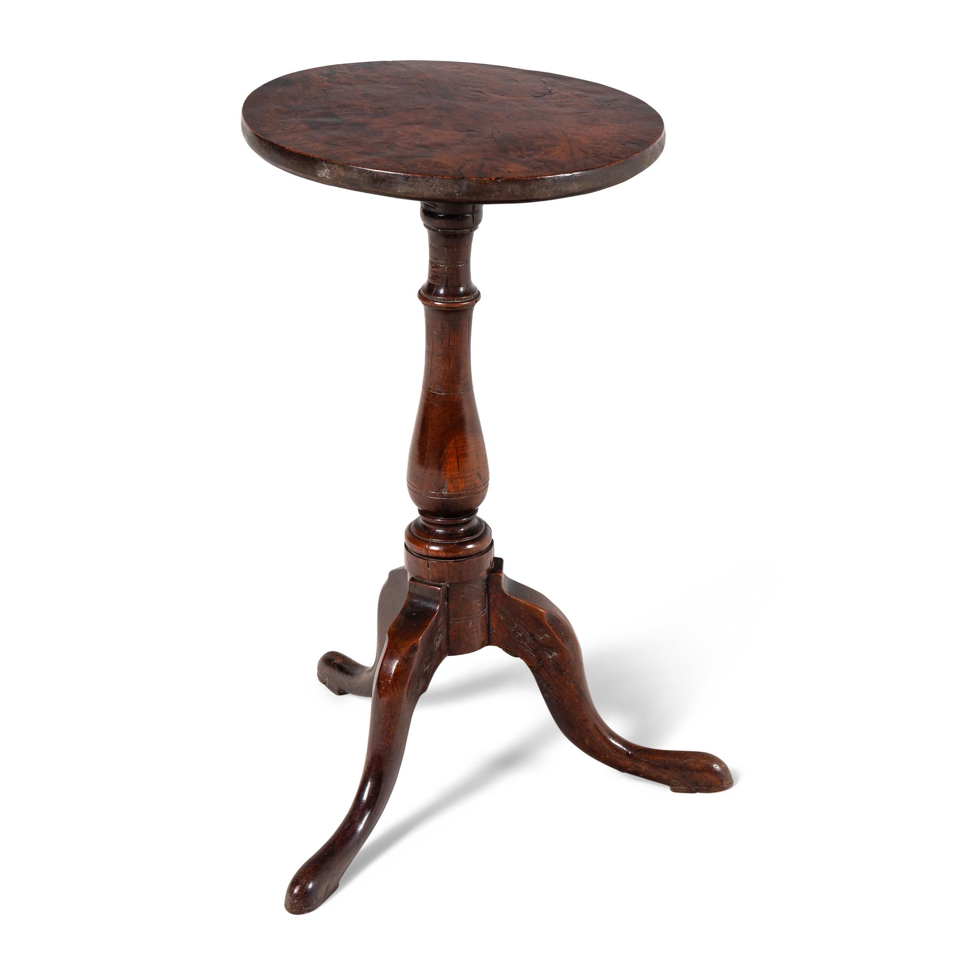 A George II Walnut and Burr Yew Wood Top Wine Table