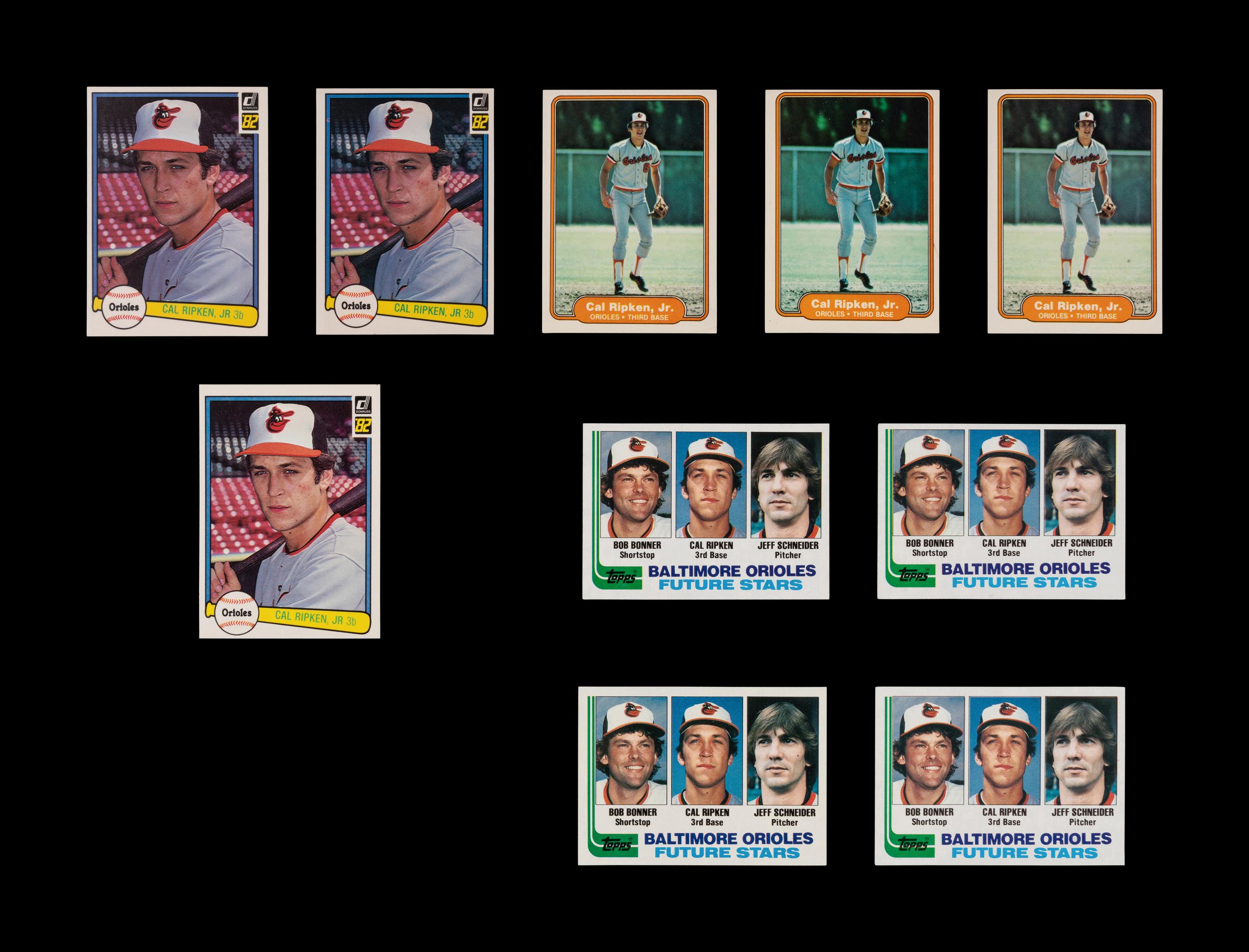 A Group of Approximately 10 Cal Ripken Jr. Rookie Baseball Cards,
