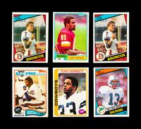 A Group of Six Topps Football Hall of Fame Rookie Cards (Including Tony Dorsett, John Elway, Dan Marino, Art Monk, Lawrence Taylor)