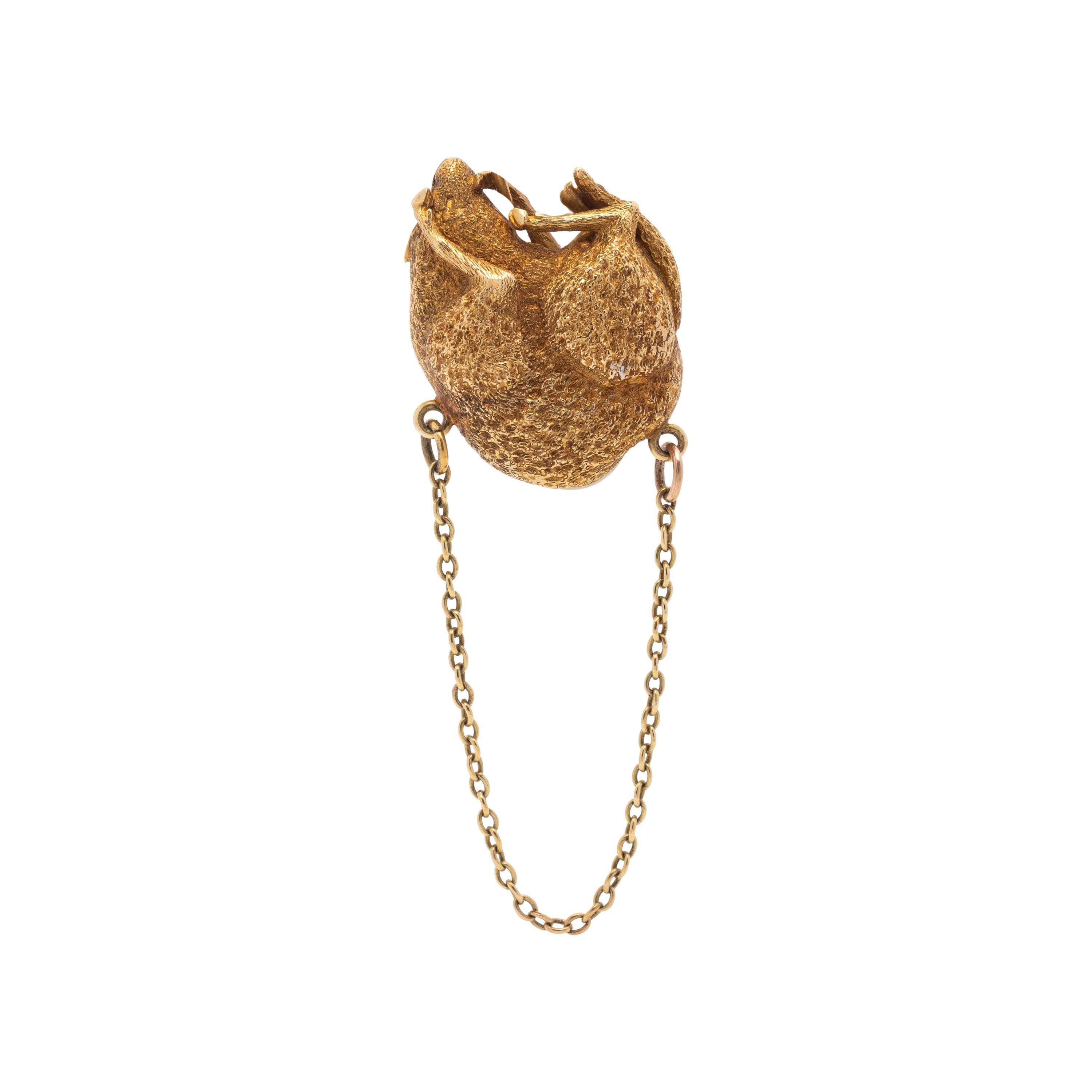 ANTIQUE, YELLOW GOLD AND BAROQUE PEARL CREATURE PENDANT