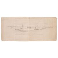 [Civil War] Hand-Drawn Sketch of Blockaded Charleston Harbor, with Inscribed Key.