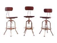Three Modern Wood and Metal Barstools