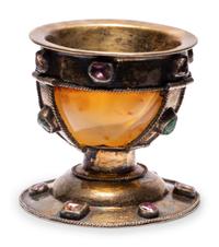 A Russian Gem-Set Silver-Gilt Mounted Agate Bowl