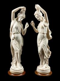 A Pair of Italian Marble Figures of Maidens