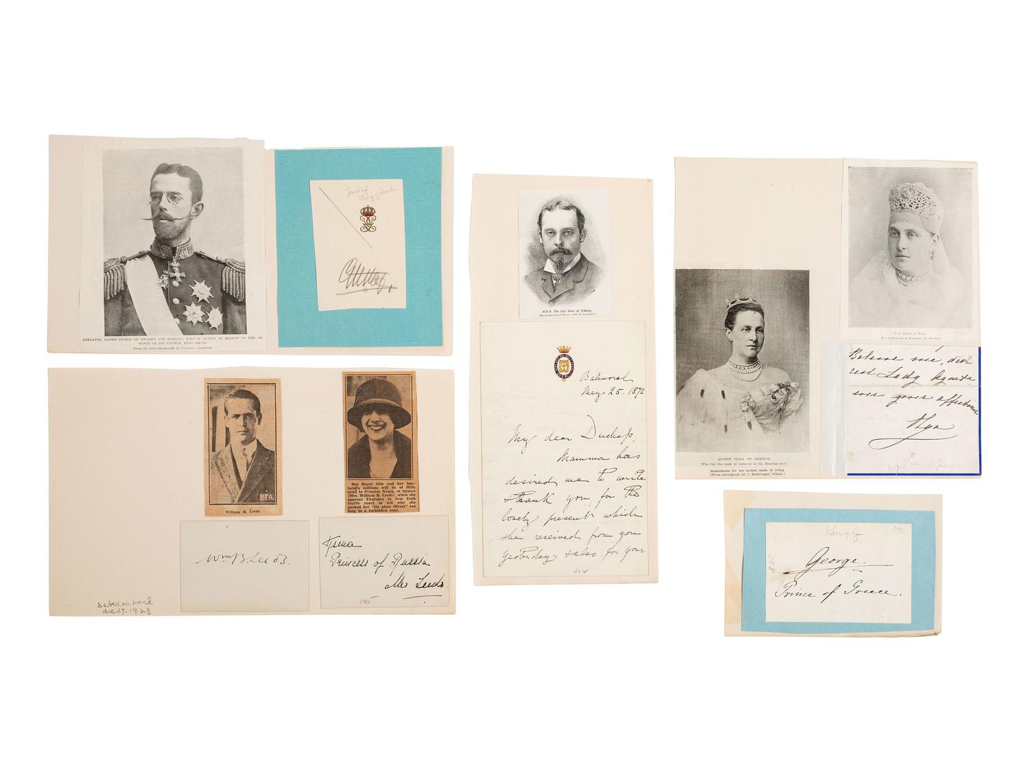 [AUTOGRAPHS]. Signatures of British and European royalty, including: