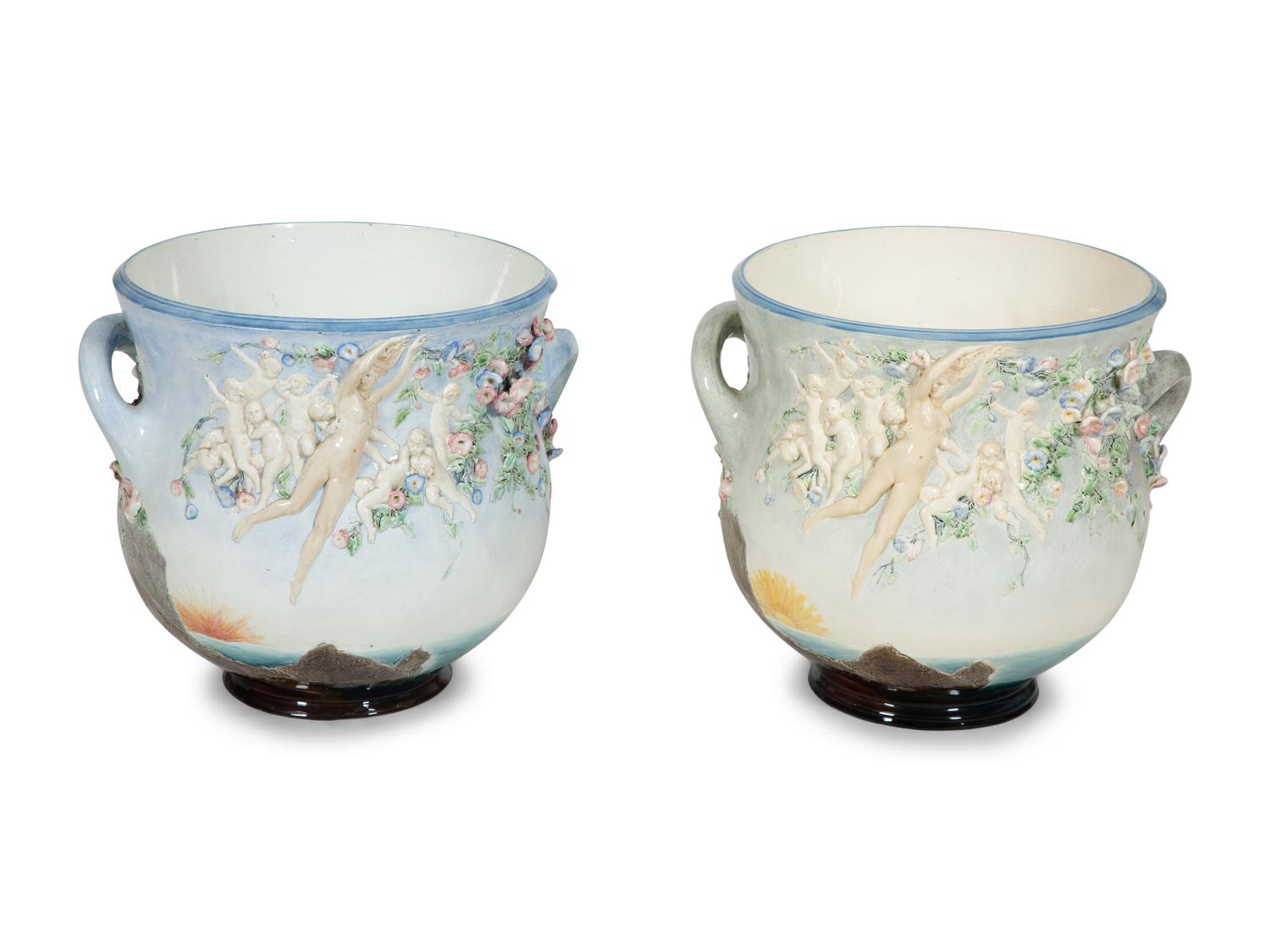 A Pair of Choisy Le Roi Ceramic Jardinières