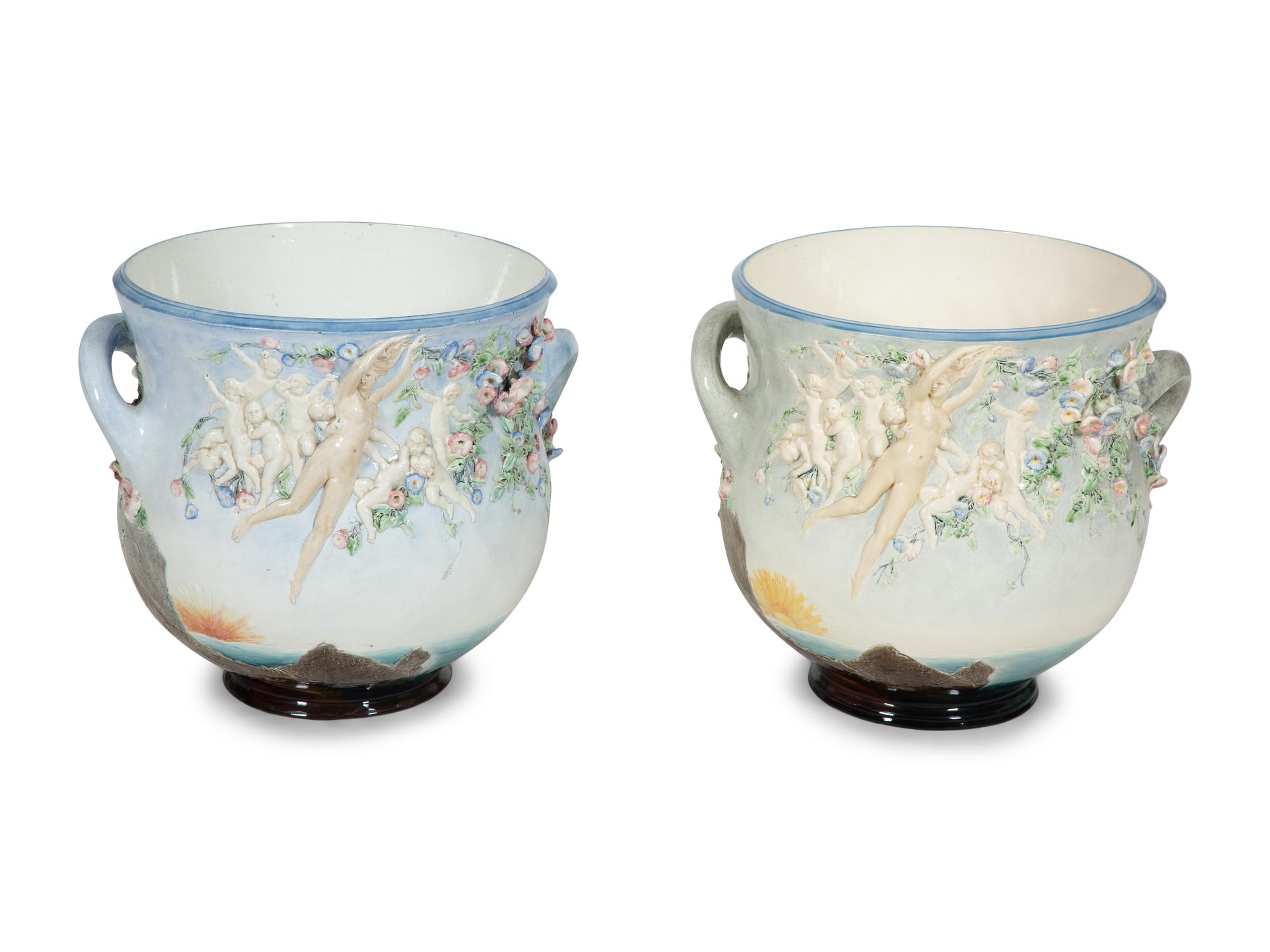 A Pair of Choisy Le Roi Ceramic Jardinières
