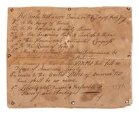 [REVOLUTIONARY WAR]. "The Tosts that ware Drank on the Day of Fude Joy," ca 1778.