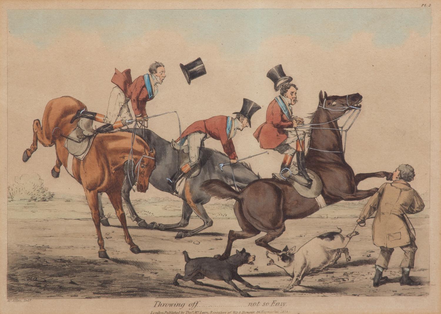 Henry ALKEN, after Plate 8 3/4 x 12 1/2 inches. — Going Home - Going to the Hunt - Throwing Off - In Full Cry