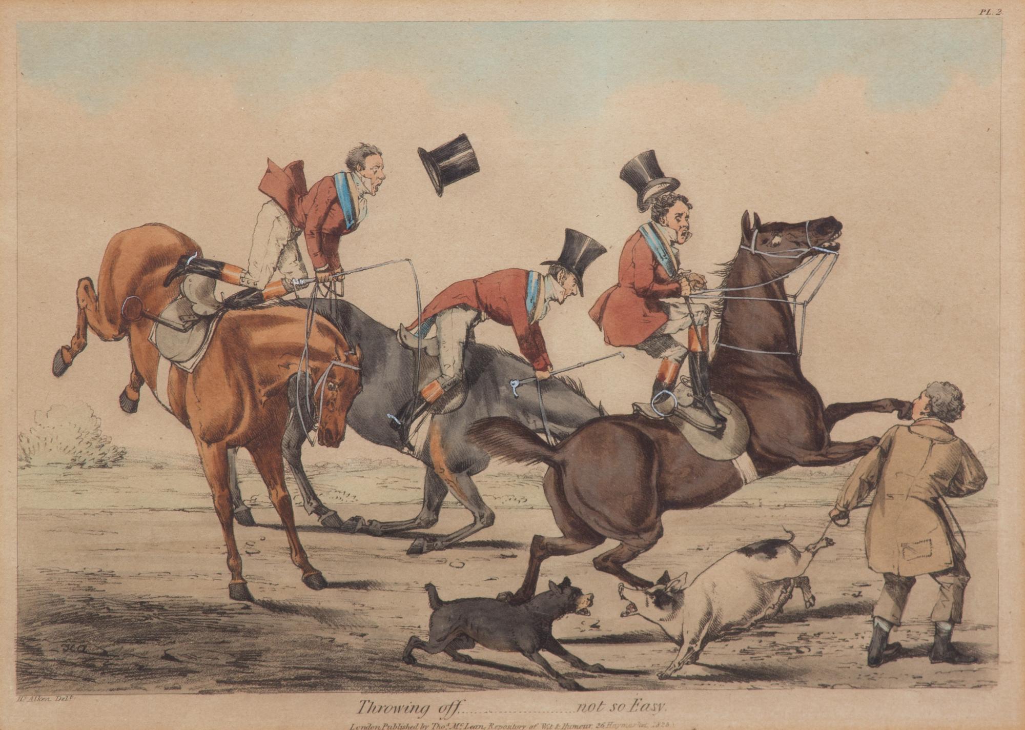 Henry ALKEN, after Plate 8 3/4 x 12 1/2 inches. — Going Home - Going to the Hunt - Throwing Off - In Full Cry
