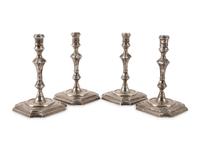 A Set of Four Currier & Roby Silver Taper Sticks