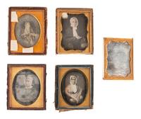 [EARLY PHOTOGRAPHY]. 17 quarter plate daguerreotypes featuring women wearing bonnets.