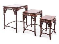 A Set of Three Chinsee 'Imitation Bamboo' Rosewood Stands
