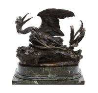 A French Bronze Ornithological Group, PAUL COMOLERA (1818-1897), Width 16 inches. — PAUL COMOLERA (1818-1897),