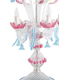 A Pair of Murano Glass Five-Light Girandoles