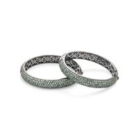 PAIR OF GREEN GEMSTONE BANGLE BRACELETS