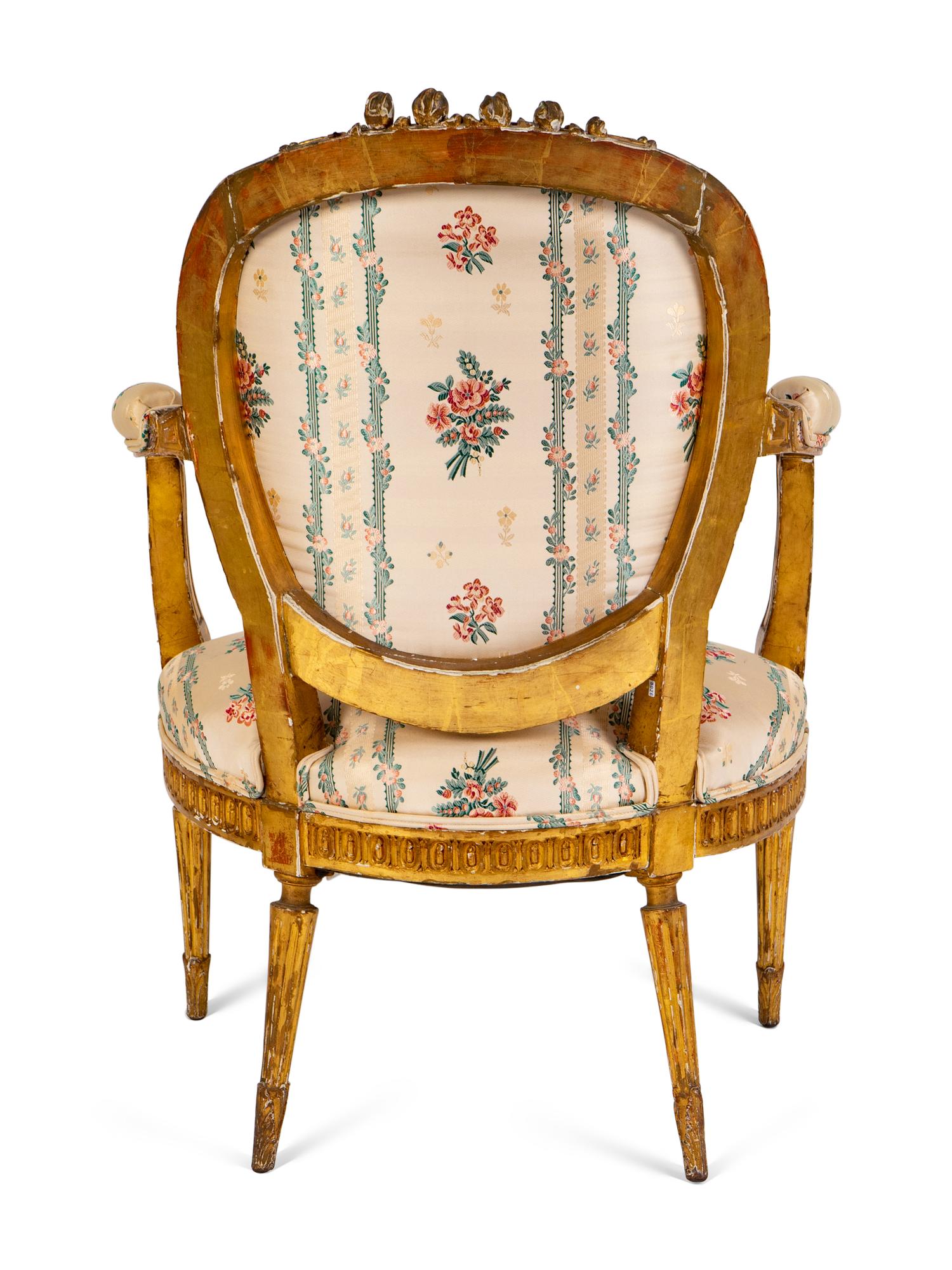 A Louis XVI Carved Giltwood Fauteuil — LATE 18TH/EARLY 19TH CENTURY