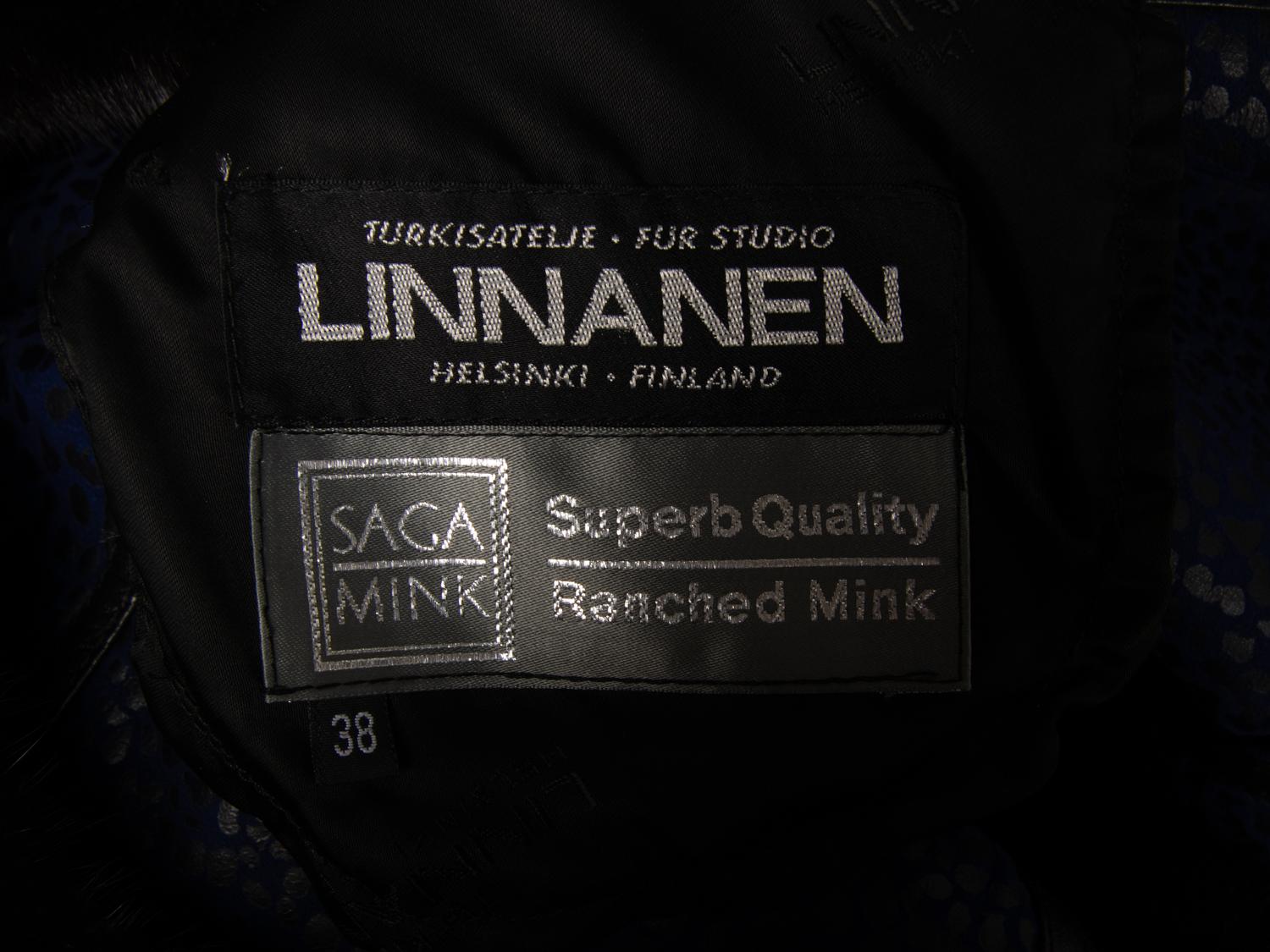 Linnanen, Reversible Mink Fur & Blue Leather Coat