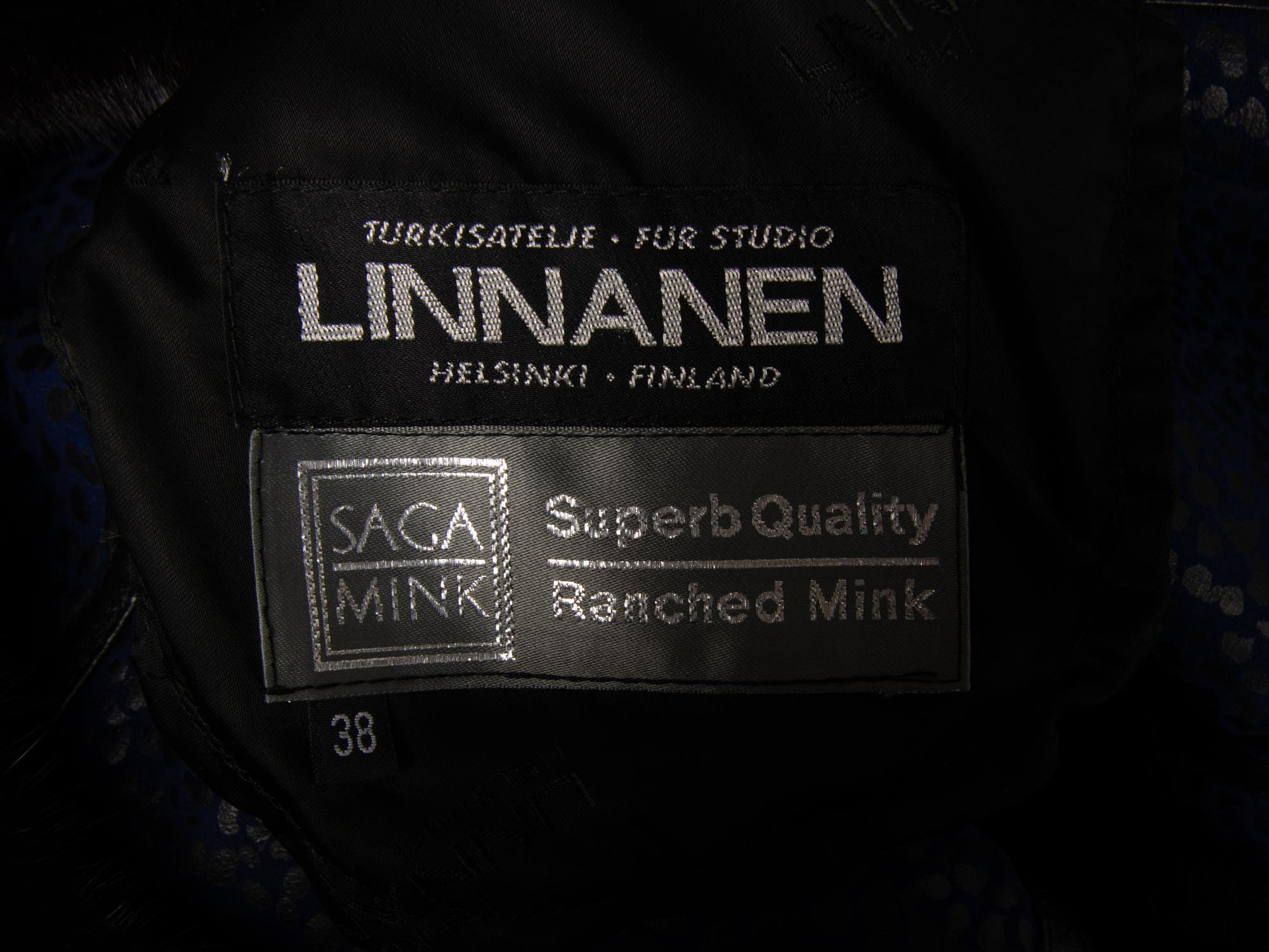 Linnanen, Reversible Mink Fur & Blue Leather Coat